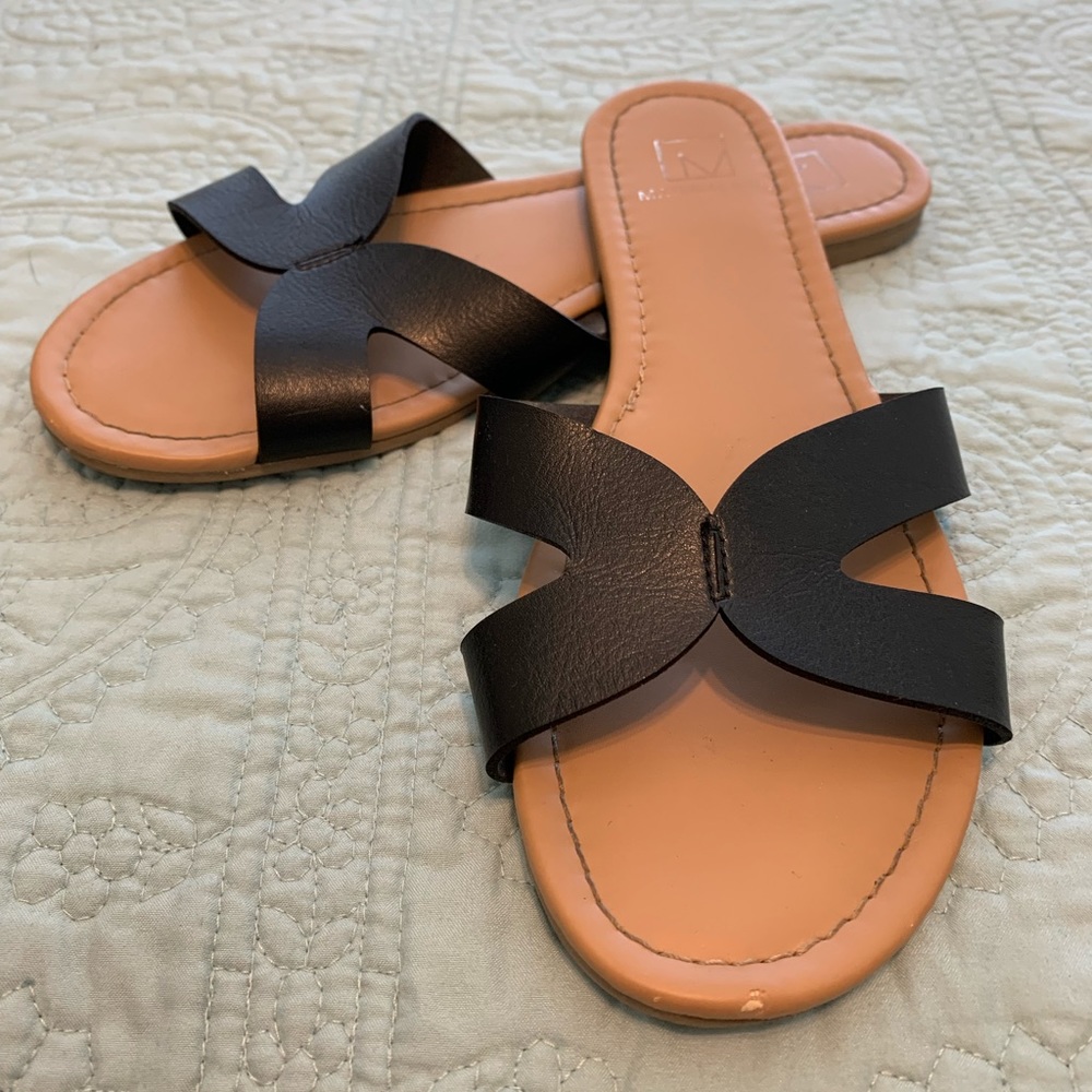 Black Slip On Sandals